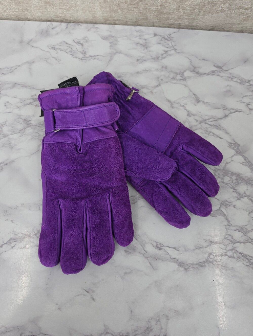 Wilsons Leather Royal Purple Suede Winter Gloves Faux Sherpa Lining